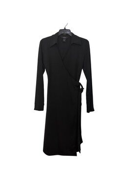 Express Women Black Long Sleeve Tie Around Wrap Dress Size 7/8